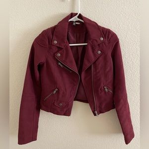 H&M faux suede maroon color crop jacket